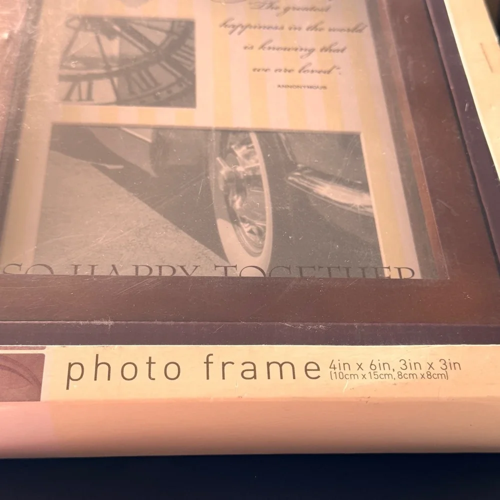 New Vintage Shadowbox Photo Frame Wood 4x6 3x3 Double‎ Picture Display